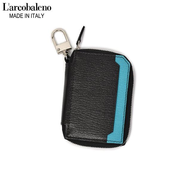 L’arcobaleno【ラルコバレーノ】スマートWキーケース LA122GT ゴートレザー ブラッ...
