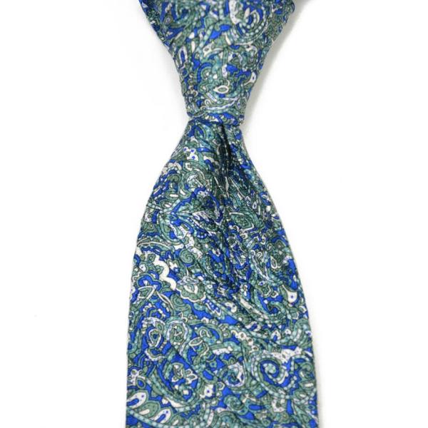 STEFANO RICCI【ステファノリッチ】4185 プリーツネクタイ シルク ペイズリー グリー...