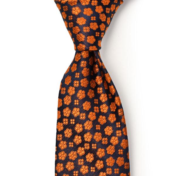 STEFANO RICCI【ステファノリッチ】52024 007 ネクタイ シルク 花柄小紋 オレン...