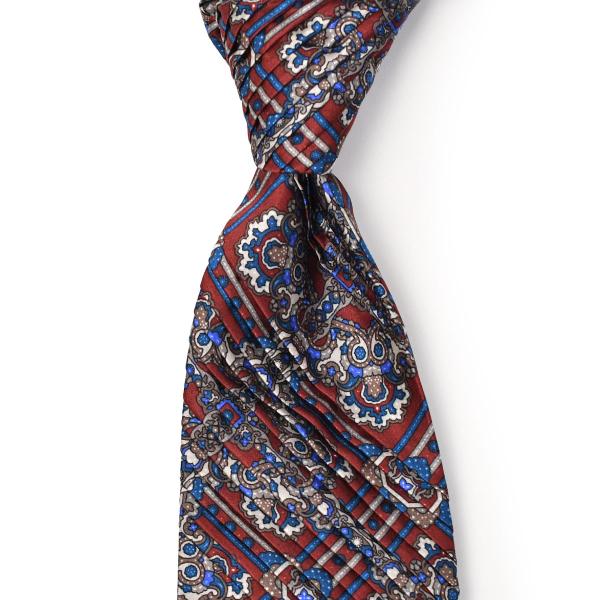 STEFANO RICCI【ステファノリッチ】43004 004 プリーツネクタイ シルク 総柄 レ...