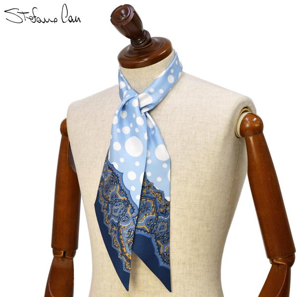 Stefano Cau【ステファノ カウ】ナロースカーフ TWILLINO S3113 シルク ドッ...