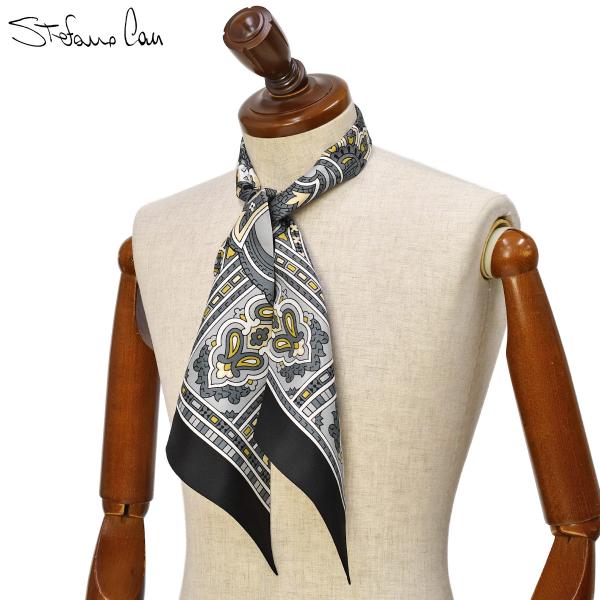 Stefano Cau【ステファノ カウ】ナロースカーフ TWILLINO S3150 シルク ペイ...