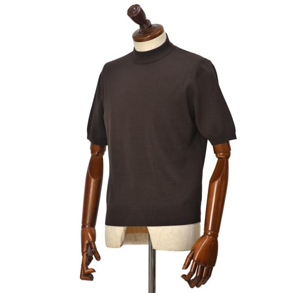 ZANONE【ザノーネ】半袖モックネック 810118 ZY318 Z1094 コットン ダークブラ...