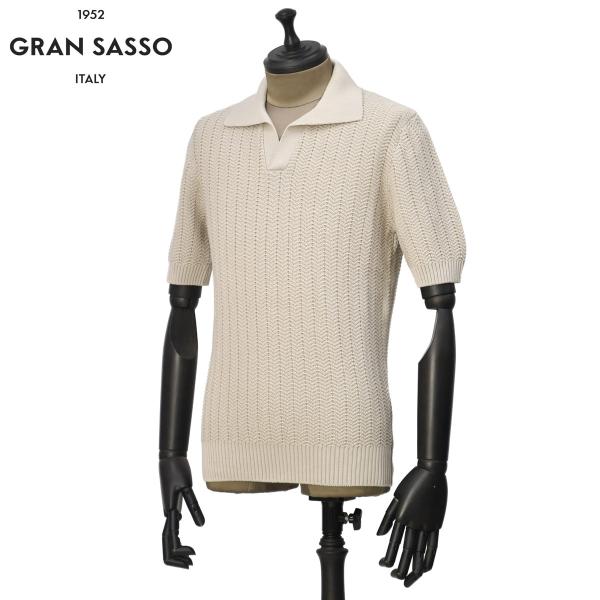 【18日 20時〜 P5倍】GRAN SASSO【グランサッソ】スキッパーニットポロ 23139 1...