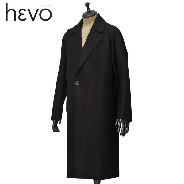 HEVO【イーヴォ】セミダブルコート SURBO 150 I740 0303 ウール ナイロン ブラ...