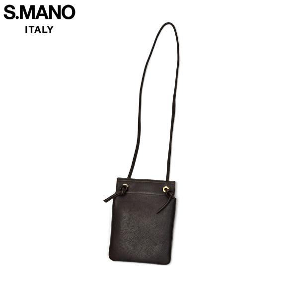 S.MANO【エス マーノ】サコッシュバッグ SACOCHE SMN006 キップレザー ダークブラ...