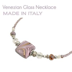 【 極美品】⭐️イタリア製ベネチアンガラス（希少ムラーノガラス）ビーズネックレス ベネチアングラスネックレス イタリア製アクセサリー ムラーノガラス