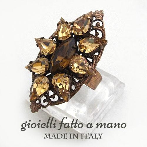 イタリアンジュエリー　大きめリング　ビンテージスタイルスタイル　指輪　レディース　フリーサイズ　ハン...