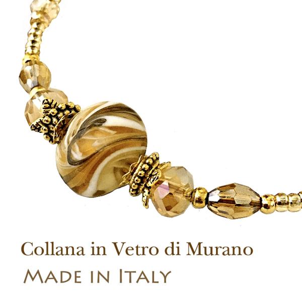 レディースネックレス　イタリア製ベネチアングラス　大人向けショートネックレス　ムラーノガラス　カプチ...