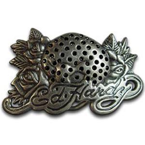 Ed Hardy Belt Buckle EH6006M RHINESTONE SKULL＆ROSE Silver エドハーディー ベルトバックル EH6006M ラインストーン スカルアンドローズ シルバー｜cio