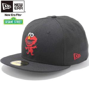 セサミストリート×ニューエラ 5950キャップ リトルモンスター エルモ ブラック スカーレット Sesame Street×New Era 59FIFTY Cap Little Monster Elmo Black｜cio