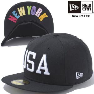 ニューエラ 5950キャップ ユーエスエーロゴ アンダーバイザー ニューヨーク ブラック ホワイト New Era 59Fifty Cap USA Logo Under Visor New York Blackの商品画像