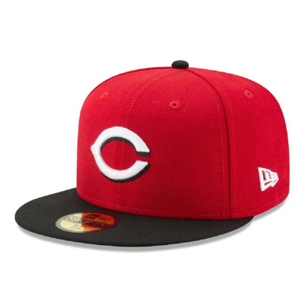 ニューエラ 59FIFTY MLBオンフィールド シンシナティ・レッズ ロード スカーレット ブラッ...