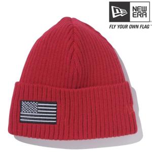 ニューエラ ニット帽 ニットキャップ ミリタリーウォッチニット ユーエスエーフラッグ スカーレット ブラック New Era Knit Cap USA Flag Scarlet Blackの商品画像