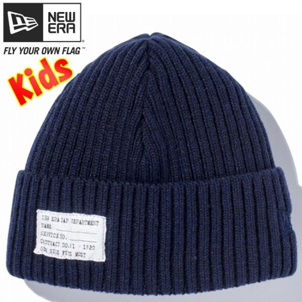 ニューエラ ニット帽 キッズニットキャップ ミリタリーニット パッチ ネイビー ミッドナイトネイビー...