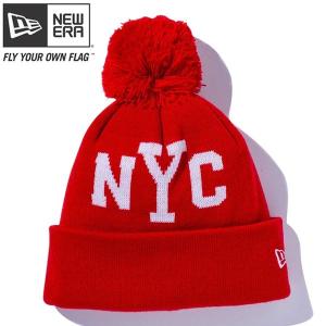 ニューエラ ニット帽 ニットキャップ ポンポンニット ニューヨークシティ NYC スカーレット ホワイト New Era Knit Cap Pom-Pon Knit New York City NYC Scarlet｜cio