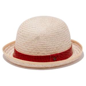 イーケーバイニューエラ ザ ボーラーハット シリーズ81 パームストロー レザーバンド レッド EK by New Era Hat Series 81 The Bowler Palm Straw Leather Band｜cio