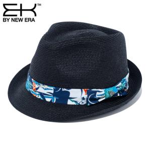 イーケーバイニューエラ ハット ザ トリルビー ブラックペーパーロープ ブラック ネイビーハワイアン シルバー EK by New Era Hat The Trilby Black Hawaiian｜cio