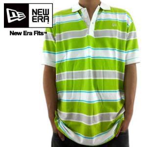 ニューエラ S/S ポロシャツ ピーク ストリーク グリーン/ホワイト/ブルー/グレー New Era SS Polo Shirt PEAK STREAK Green｜cio
