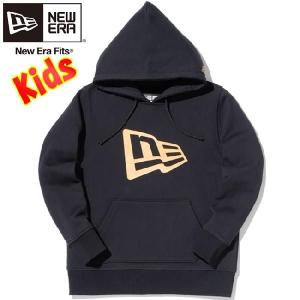 ニューエラ キッズ ベーシックフーディー フラッグロゴ ブラック メタリックゴールド New Era Kids Basic Hoodie Flag Logo Black Metallic Gold｜cio