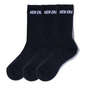 ニューエラ ソックス クルー 3ペア ブラック ブラック 1セット New Era SOCKS CREW 3PAIRS BLK NONE｜cio