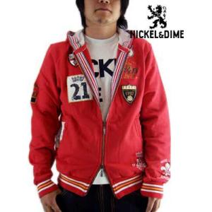 【SALE】NICKEL＆DIME GUIBBINO CON CAPPUCCIO C ZIP FELPA Red  ニッケル＆ダイム ジュビーノ コン カプチョ C ジップ フェルパ レッド｜cio