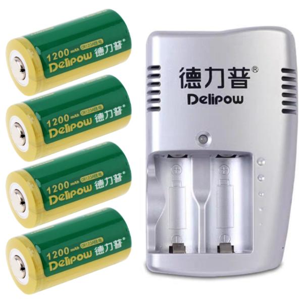 デリパワー CR123A 3V 1200mAh リン酸鉄リチウム充電電池 セット(800-0116 ...