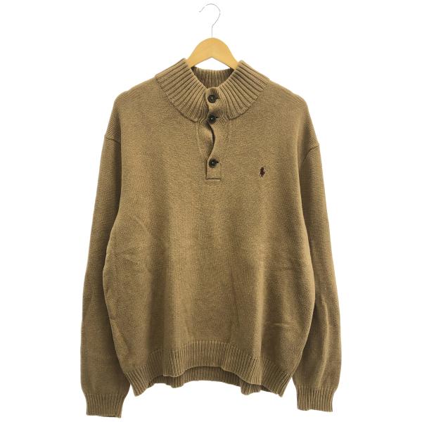 RALPH LAUREN (ラルフローレン) 90s コットンハーフボタンニット キャメル XXL