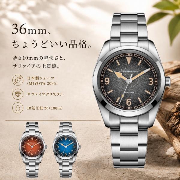 ADDIESDIVE 腕時計 メンズ AD2554 36mm 日本製クォーツ MIYOTA 2035...