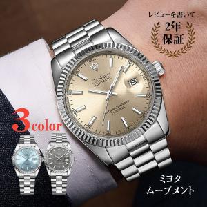 自動巻き腕時計 メンズ 40代 50代 オマージュウォッチ 機械式 手巻き付き アイスブルー CADISEN  40mm C8214