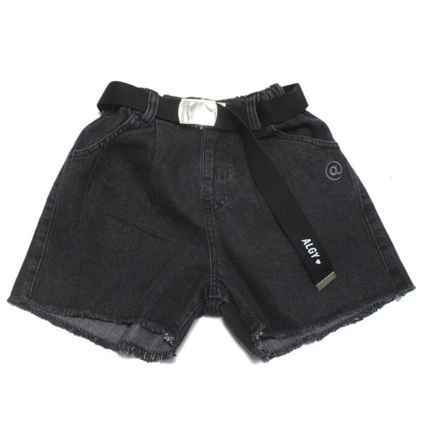 セール 「50%OFF」 ハーフパンツ &quot;アルジー&quot; ベルト付きデニムショーパン ブラック(BK)