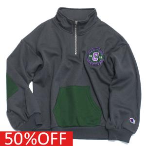 セール 「50%OFF」 トレーナー・ニット "チャンピオン" 子供服 HALF ZIP スウェットシャツ チャコール(80)