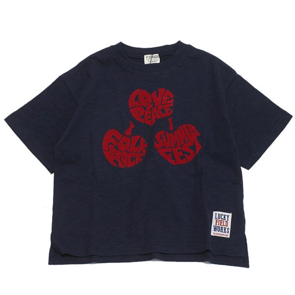 セール 「50%OFF」 半袖Tシャツ &quot;エフオーキッズ&quot; ロックフェスTシャツ ネイビーブルー(N...