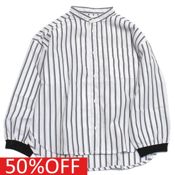 セール 「30%OFF」 シャツ・ブラウス &quot;フォブ&quot; 子供服 ストライプバンドカラーシャツ ブラッ...