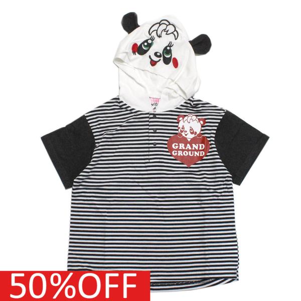 セール 「50%OFF」 半袖Tシャツ &quot;グラグラ&quot; 子供服 なりきりフードTシャツ ブラック(3)