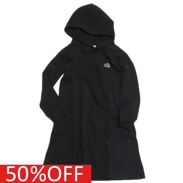 セール 「50%OFF」 ワンピース &quot;&quot; 子供服  撥水/裏毛長袖ワンピース クロ(80)