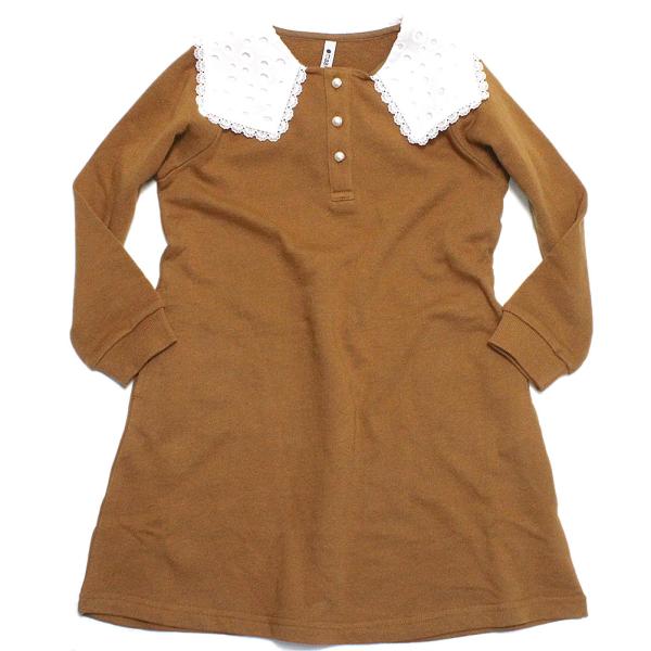 セール 「80%OFF」 ワンピース "マルーク" 裏毛レース衿ワンピース キャメル(11)