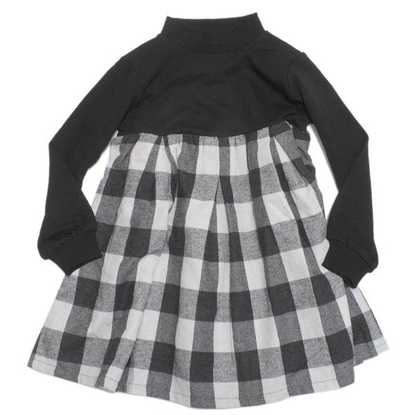 セール 「70%OFF」 ワンピース "マルーク" 裏毛ブロックチェックワンピース クロ系(24)