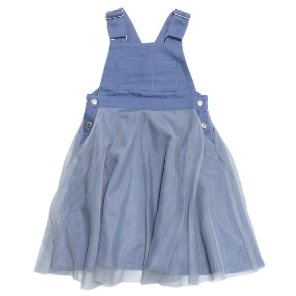 セール 「50%OFF」 ワンピース &quot;マルーク&quot; グロッシーデニムチュールジャンパースカート ブル...
