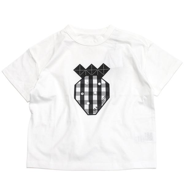 セール 「50%OFF」 半袖Tシャツ "マルーク" 天竺ギンガムイチゴパッチワークTシャツ シロ(...