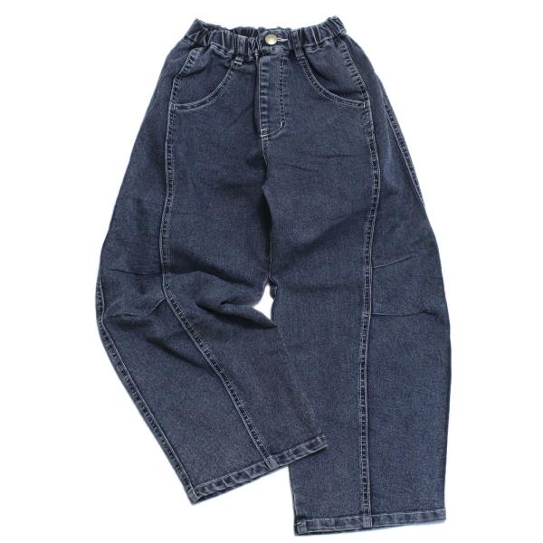 ロングパンツ "makeyourday メイクユアデイ" デニムタックパンツ ネイビーブルー(NB)