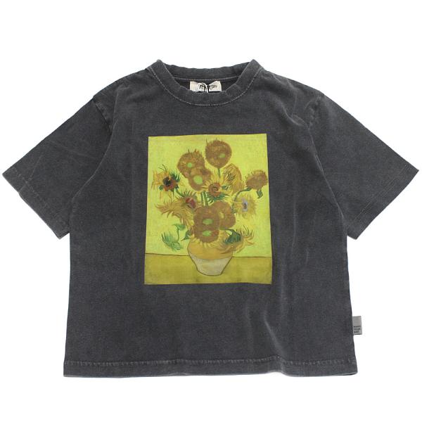 半袖Tシャツ "makeyourday メイクユアデイ" ヒマワリTシャツ チャコール(CH)