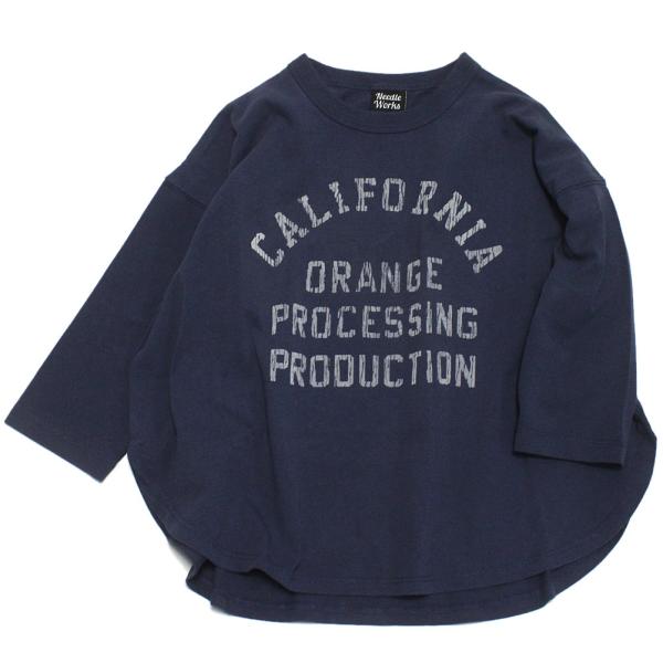 セール 「50%OFF」 長袖Tシャツ &quot;ニードルワークス&quot; 天竺ロング丈ロンT(8分袖) ネイビー