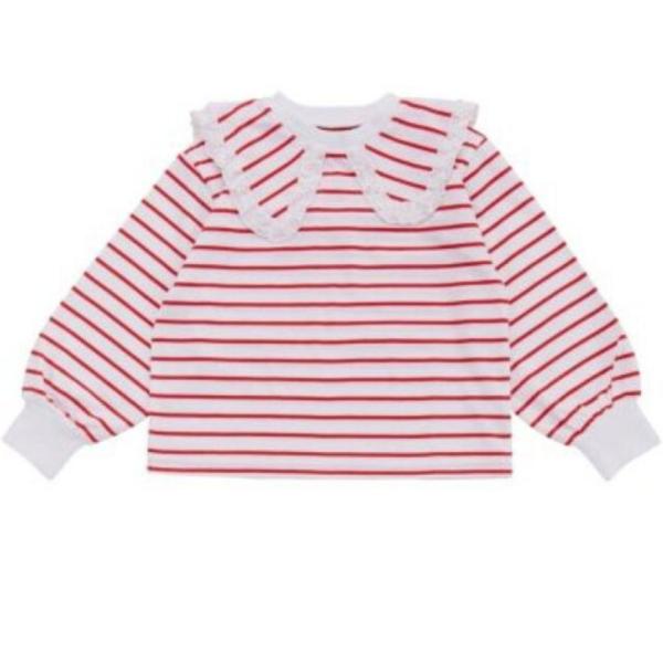 長袖Tシャツ "オーシャン&amp;グラウンド" セーラーカラーボーダーロンT レッド(RD)