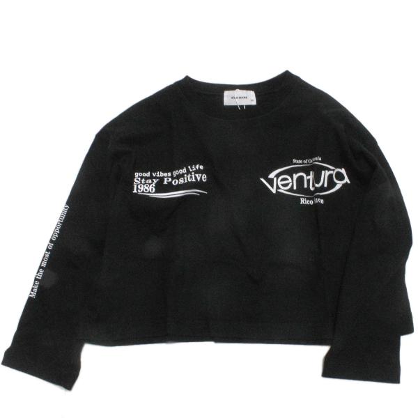 セール 「50%OFF」 長袖Tシャツ &quot;リコ シュクレ&quot; ワイド短丈ロンT ブラック