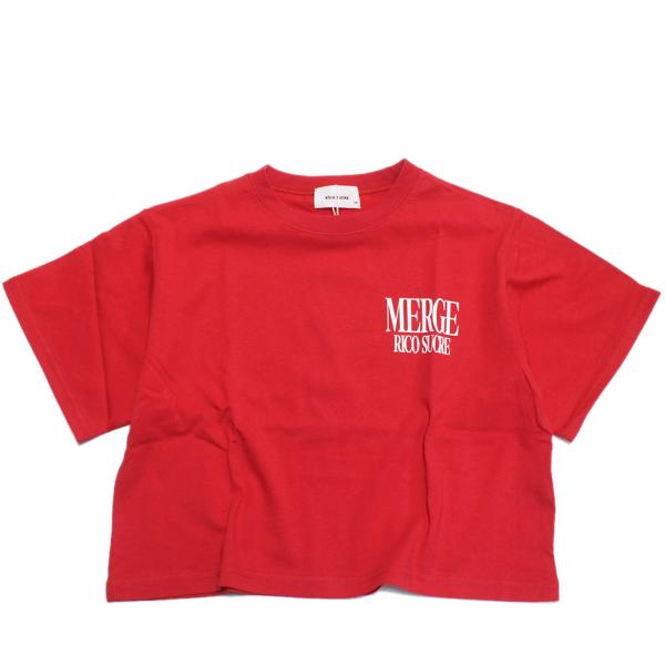 セール 「50%OFF」 半袖Tシャツ &quot;リコ シュクレ&quot; ロゴワイドクロップドT レッド