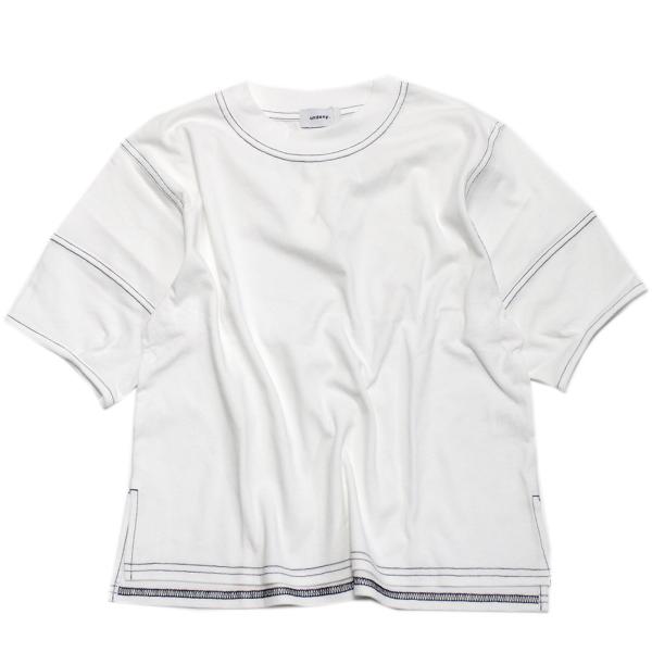 セール 「50%OFF」 半袖Tシャツ &quot;アンディニー&quot; ステッチ Tシャツ ホワイト(WH)