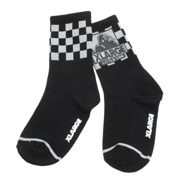 ソックス・レッグウォーマー "エクストララージキッズ" OGゴリラチェッカークルーソックス クロ(8...