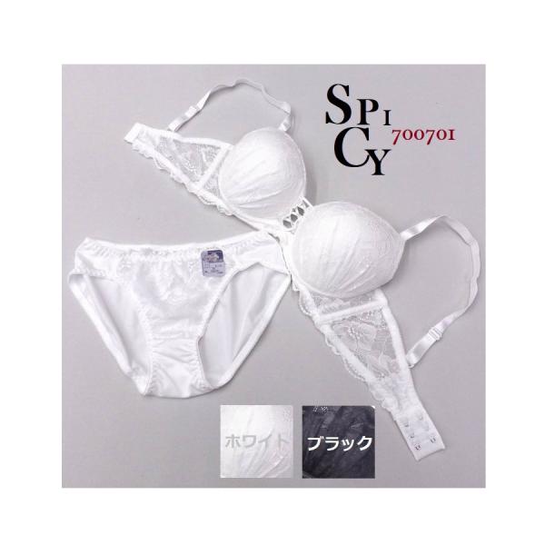 SPICY ブラジャー ショーツ セット アンダーベルトまでぐるっと一周総レース仕上げ。フロント中央...