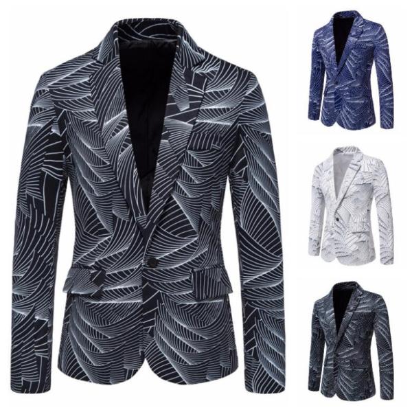 秋冬新品 S M L XL 2XL メンズ1ツボタンスーツ プリントスーツドレス カジュアルスーツト...